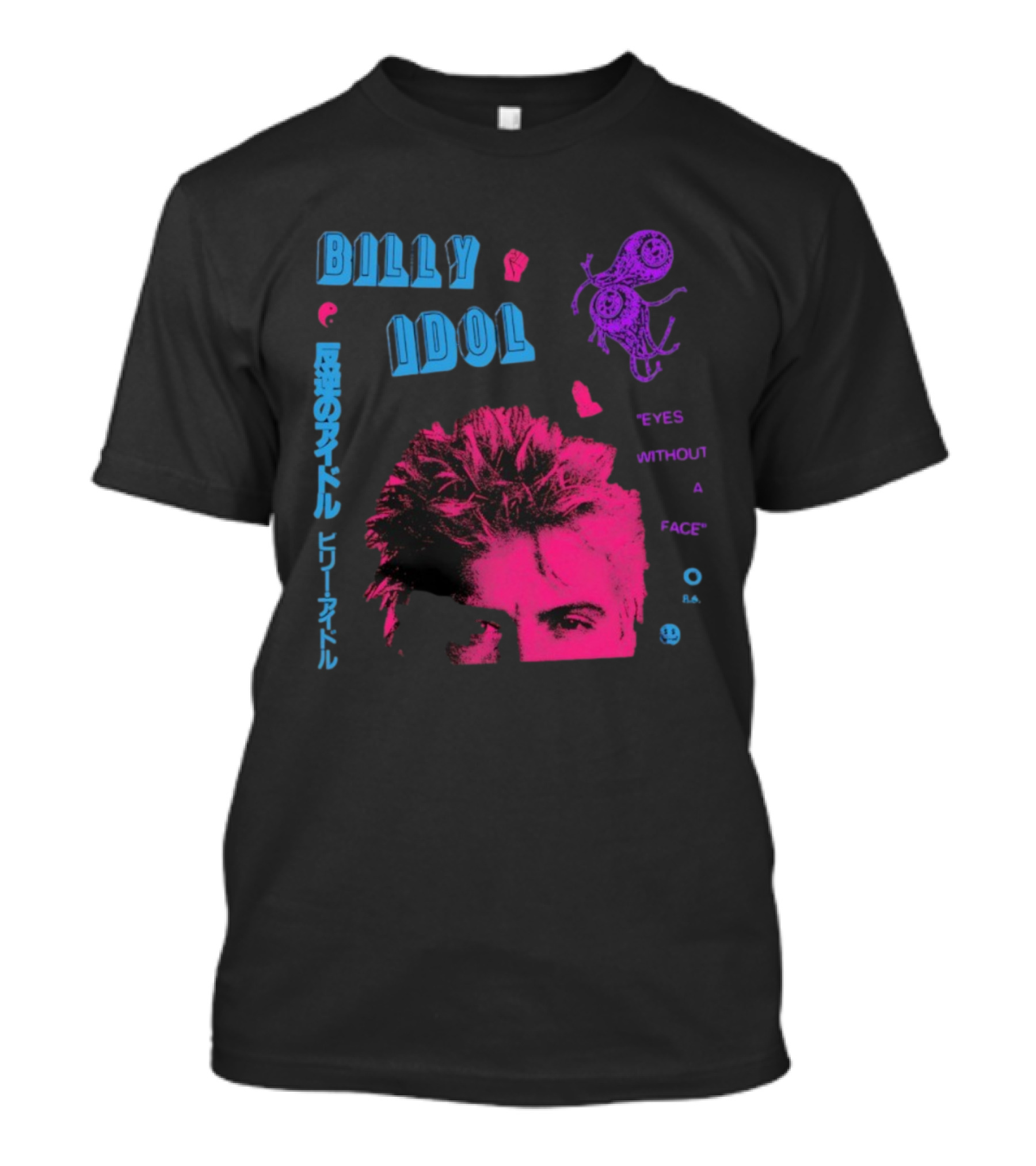 Billy Idol Eyes Without A Face Japanese Text Retro Style T-Shirt
