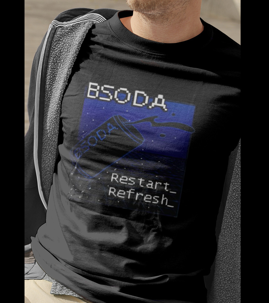 BSODA Can Restart Refresh Pixel Art Aesthetic Retro Digital Style T-Shirt