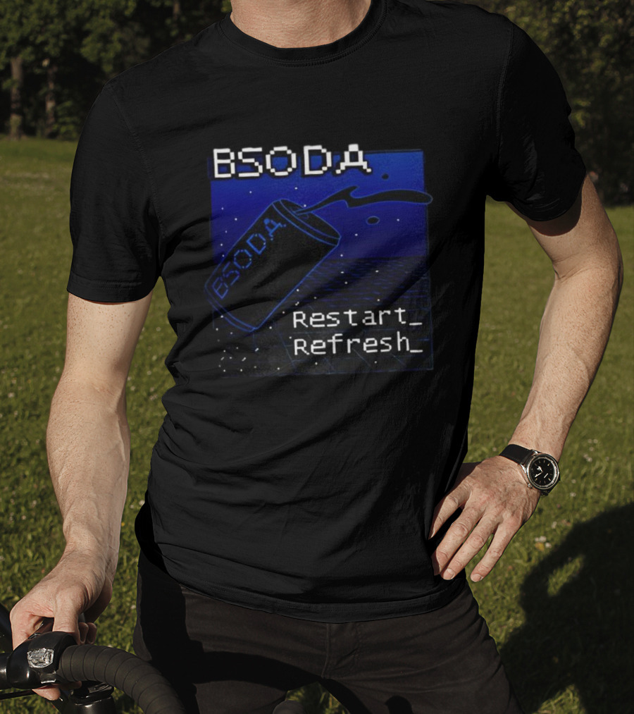 BSODA Can Restart Refresh Pixel Art Aesthetic Retro Digital Style T-Shirt