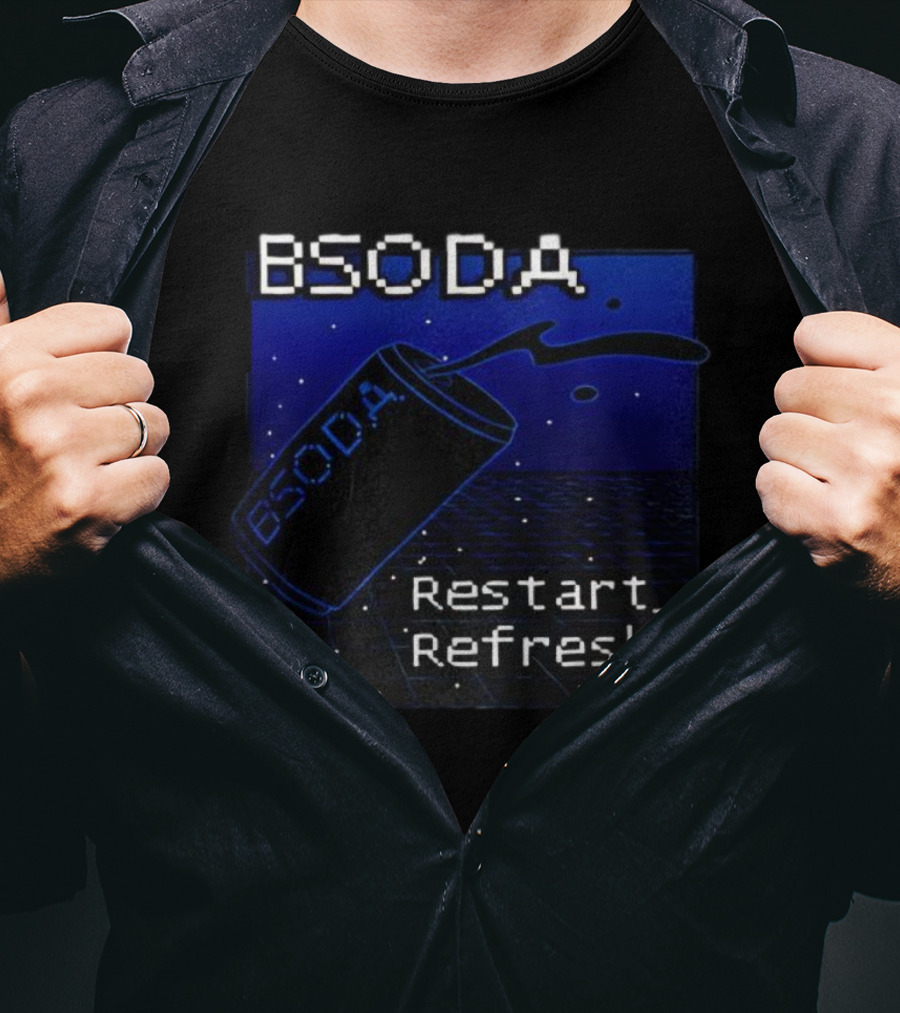 BSODA Can Restart Refresh Pixel Art Aesthetic Retro Digital Style T-Shirt