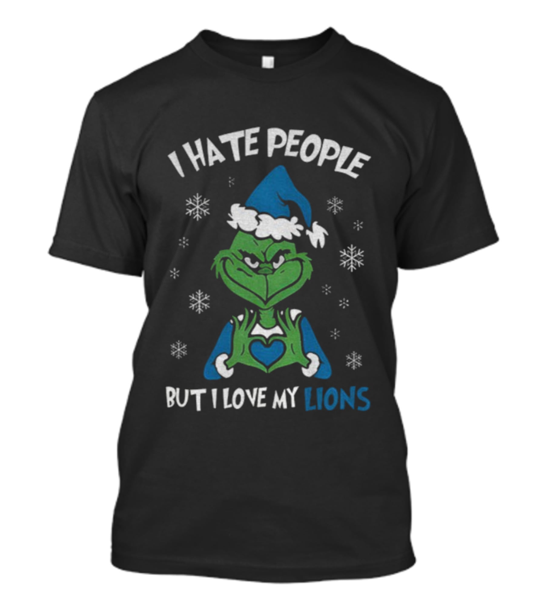 I Hate People But I Love My Lions Grinch Christmas Snowflakes T-Shirt