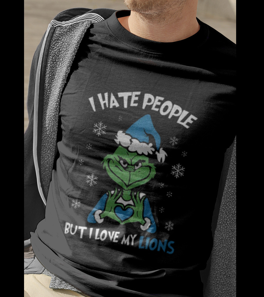 I Hate People But I Love My Lions Grinch Christmas Snowflakes T-Shirt