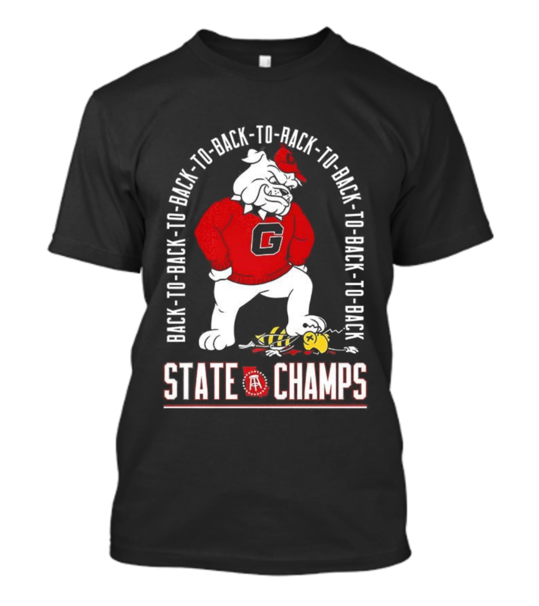 Georgia Bulldogs Vs Georgia Tech Yellow Jackets Back-to-Back-to-Back State Champs T-Shirt