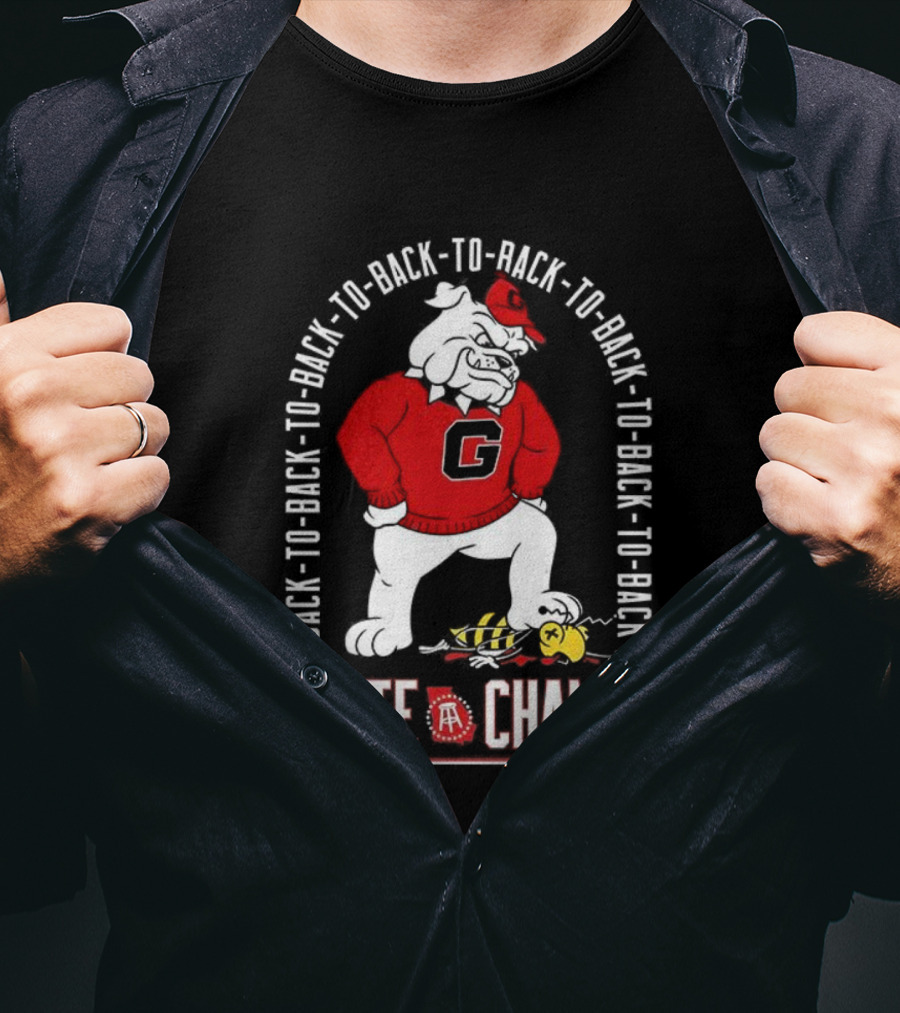 Georgia Bulldogs Vs Georgia Tech Yellow Jackets Back-to-Back-to-Back State Champs T-Shirt