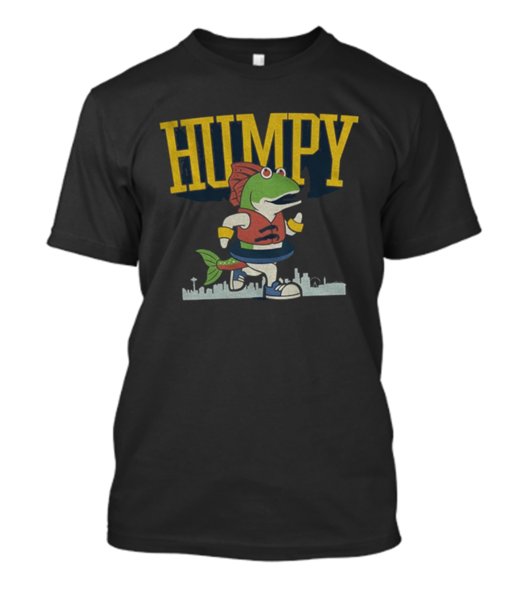 Humpy The Salmon Running Cartoon Character T-Shirt