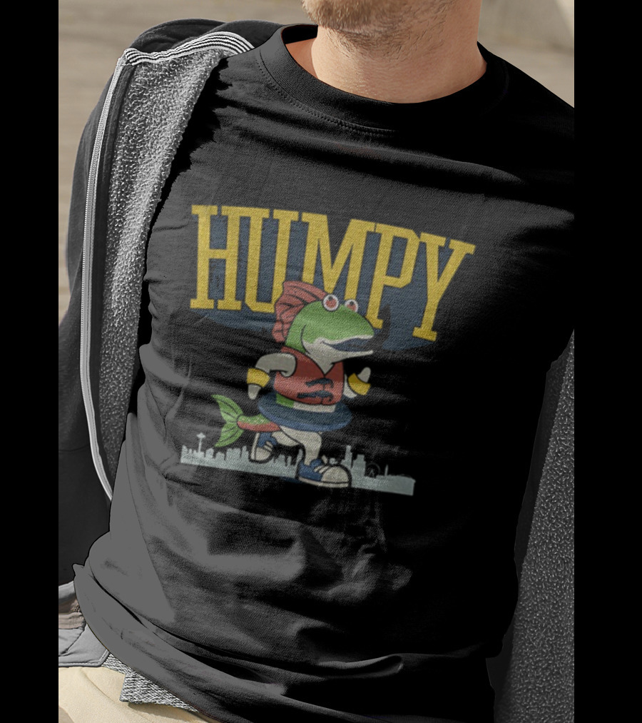 Humpy The Salmon Running Cartoon Character T-Shirt