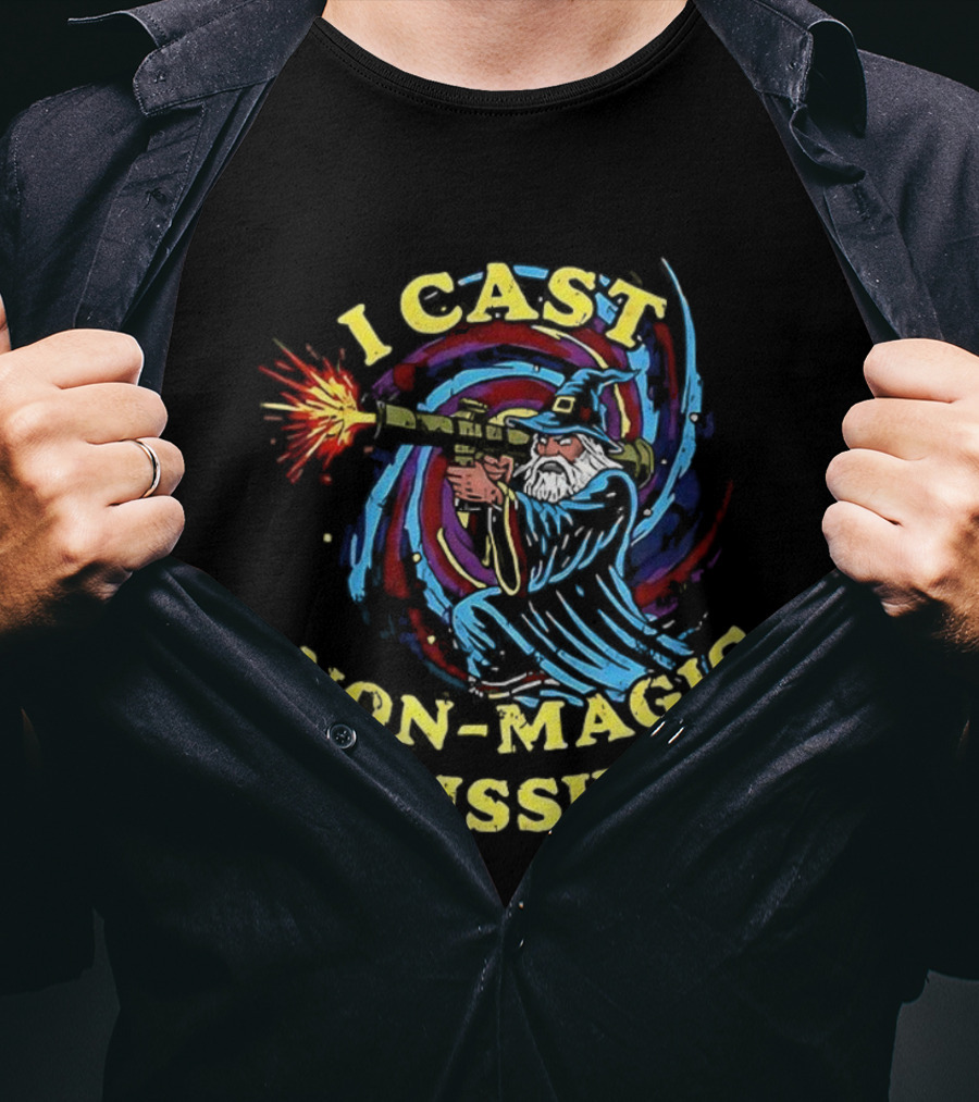 I Cast Non-Magic Missile Wizard Rocket Fantasy Art T-Shirt