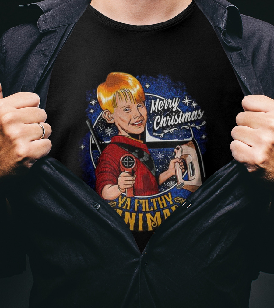 Merry Christmas Ya Filthy Animal Kevin Cartoon T-Shirt