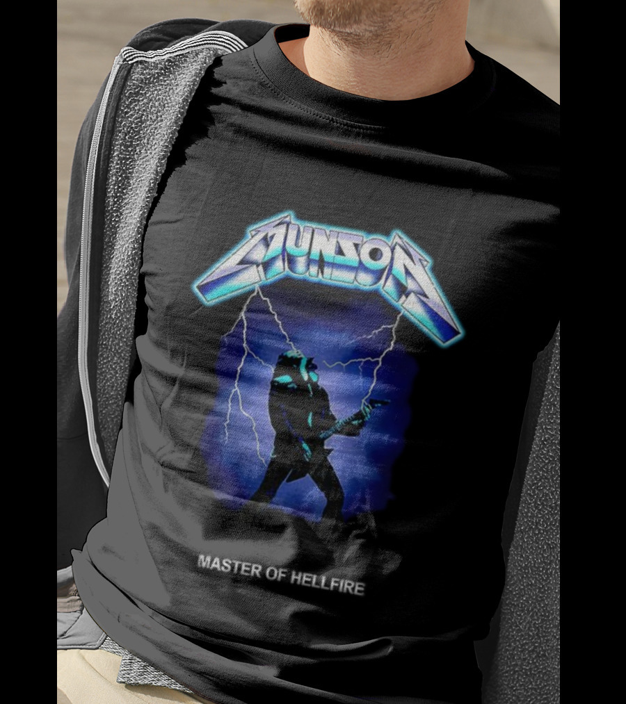 Munson Master Of Hellfire Dungeons And Dragons X Stranger Things Electric Guitar Lightning T-Shirt