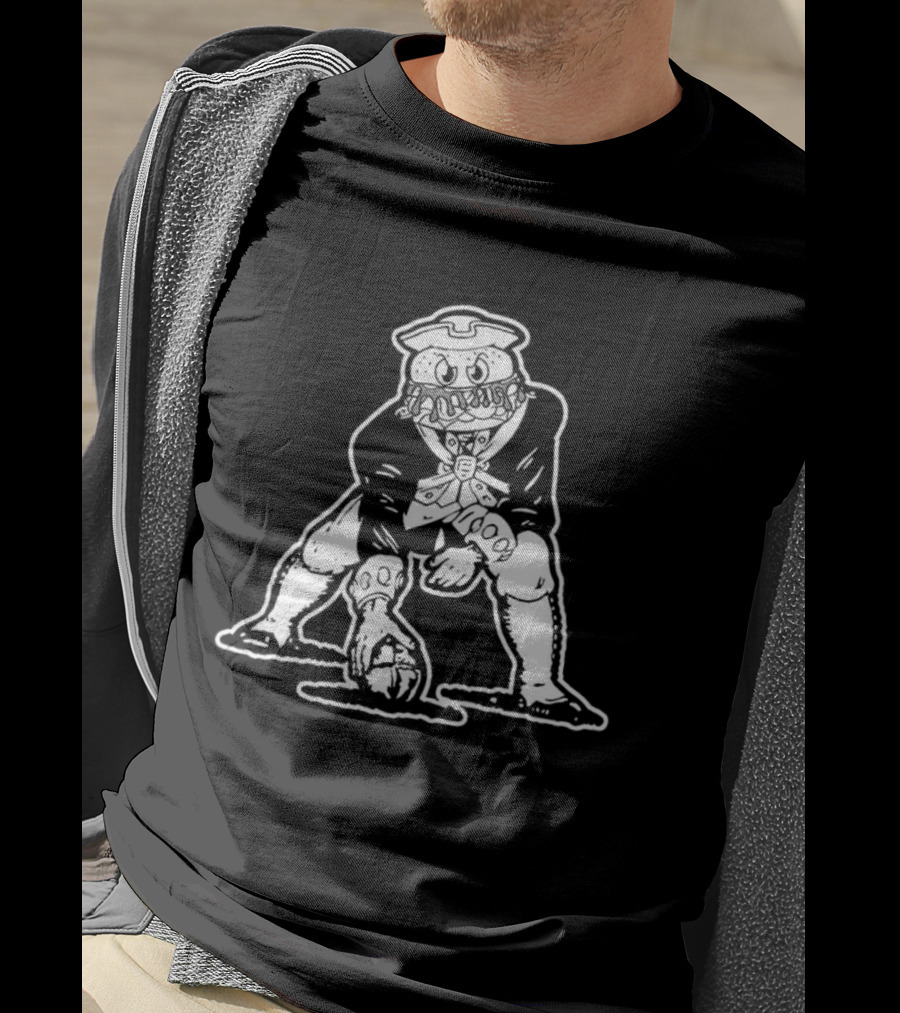 New England Patriots Football Pat Patriot Beefs Burger Mascot NFL Team Logo T-Shirt