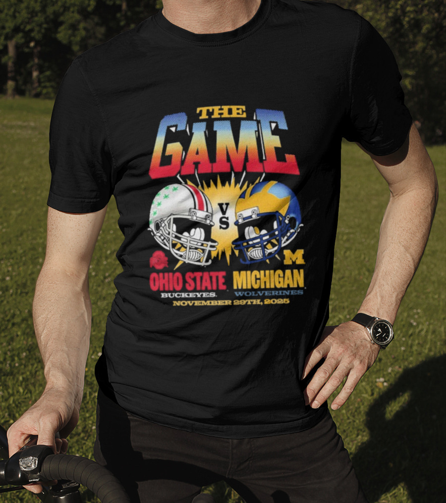 Ohio State Buckeyes Vs Michigan Wolverines The Game November 29th 2025 Helmet Rivalry Showdown T-Shirt