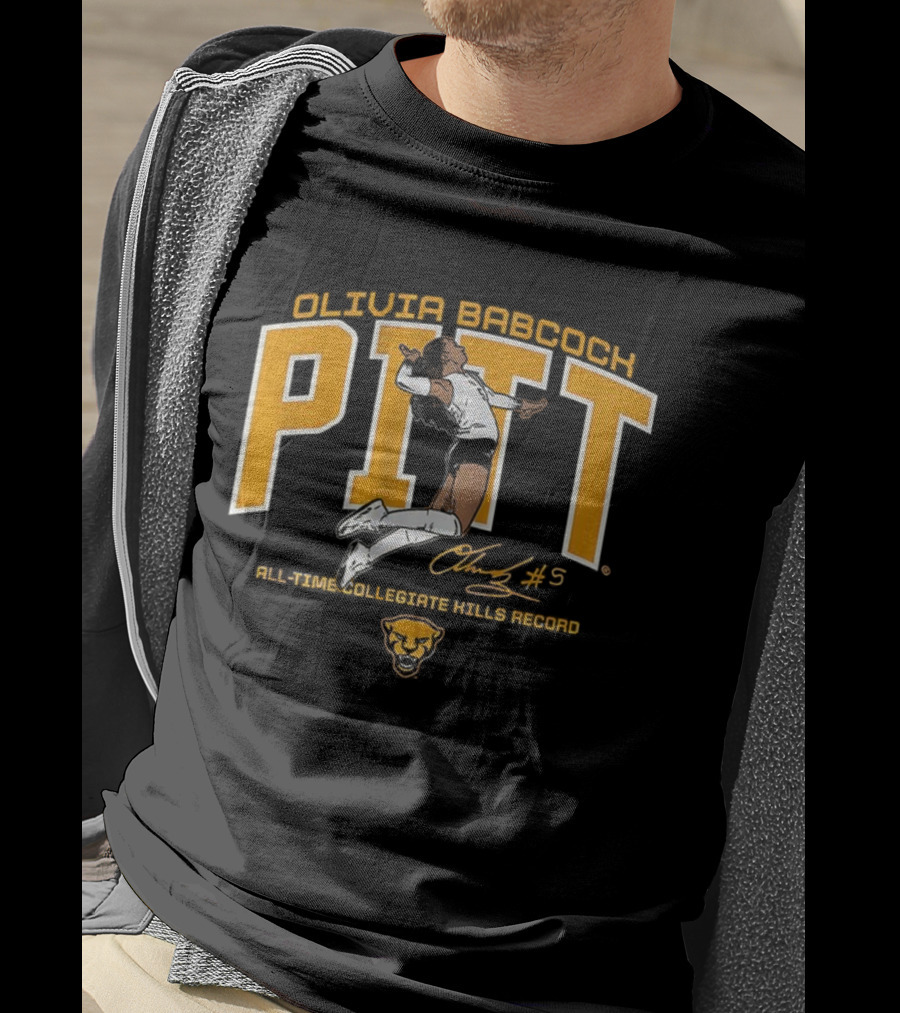 Olivia Babcock Pitt Panthers Volleyball All-Time Kills Record Signature #5 T-Shirt
