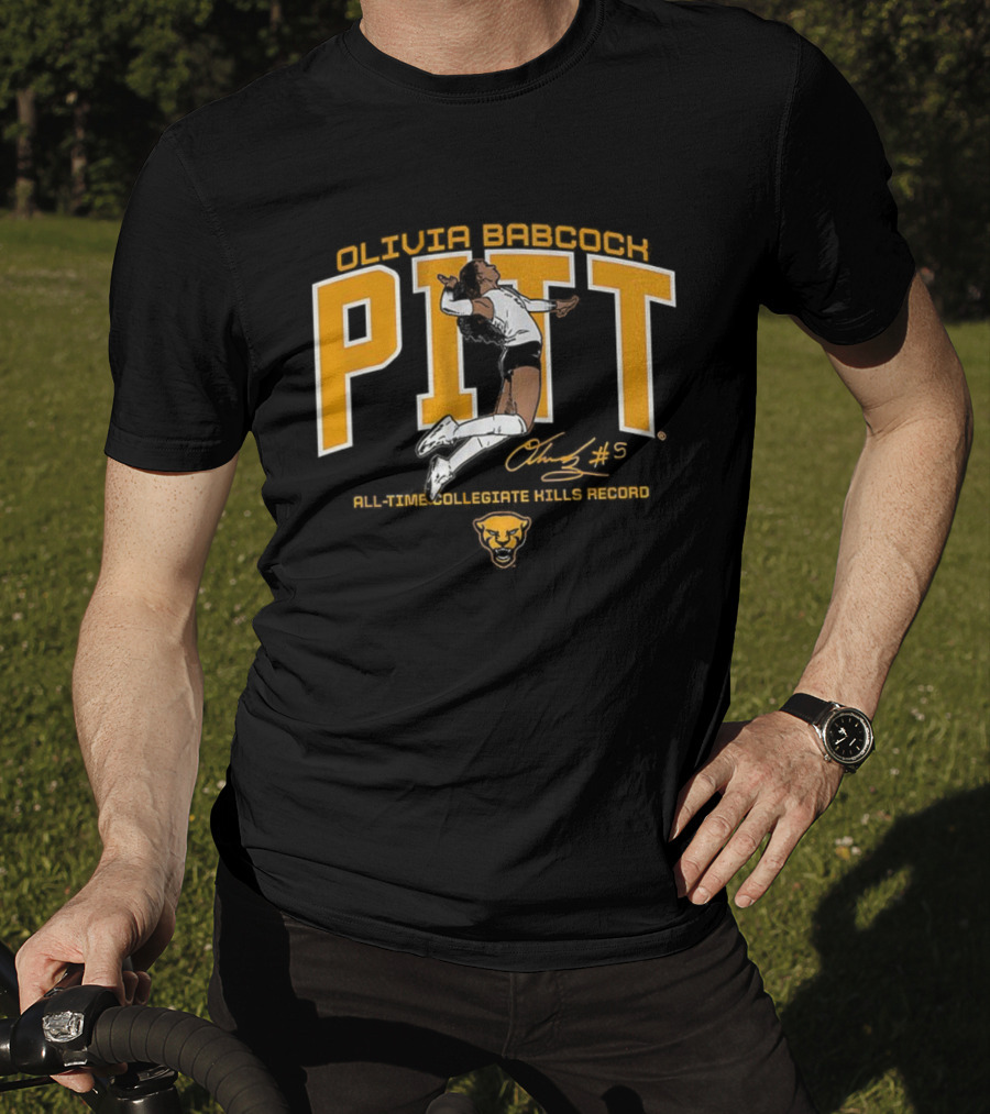 Olivia Babcock Pitt Panthers Volleyball All-Time Kills Record Signature #5 T-Shirt