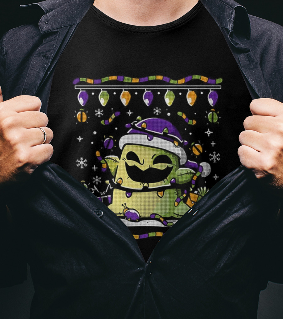 Oogie Boogie Santa Hat Ugly Christmas Lights Snowflakes T-Shirt