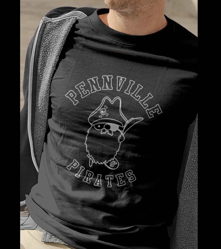 Pennyville Pirates Cute Sketch Character With Pirate Hat And Eyepatch T-Shirt