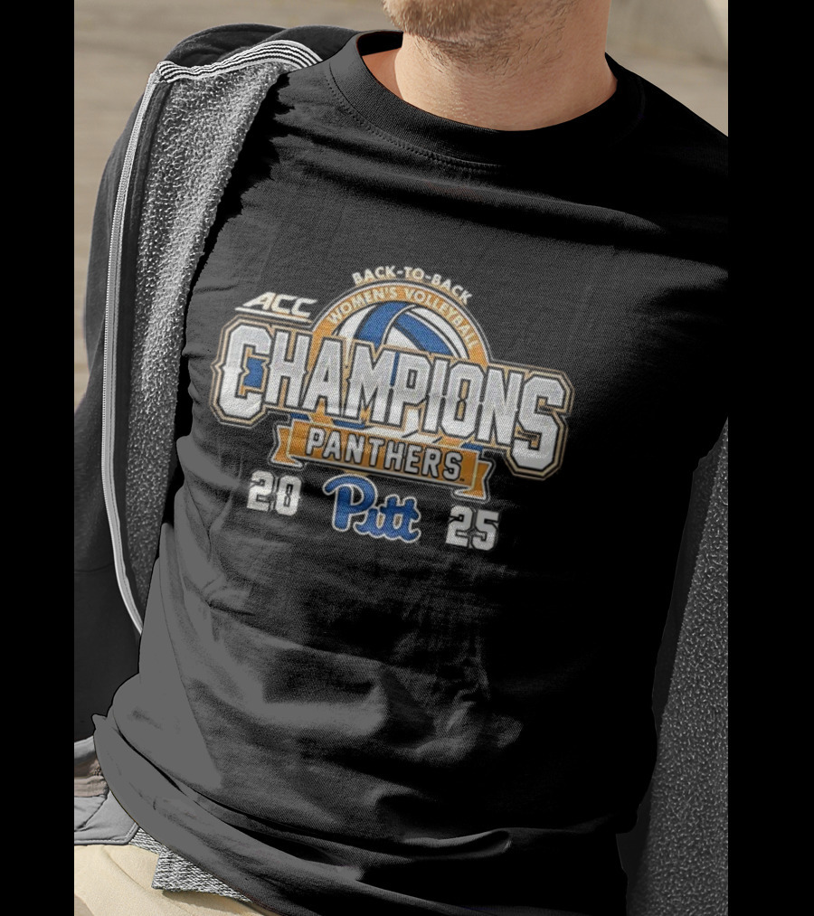 ACC Women's Volleyball Champions Pitt Panthers Back-To-Back Victory T-Shirt