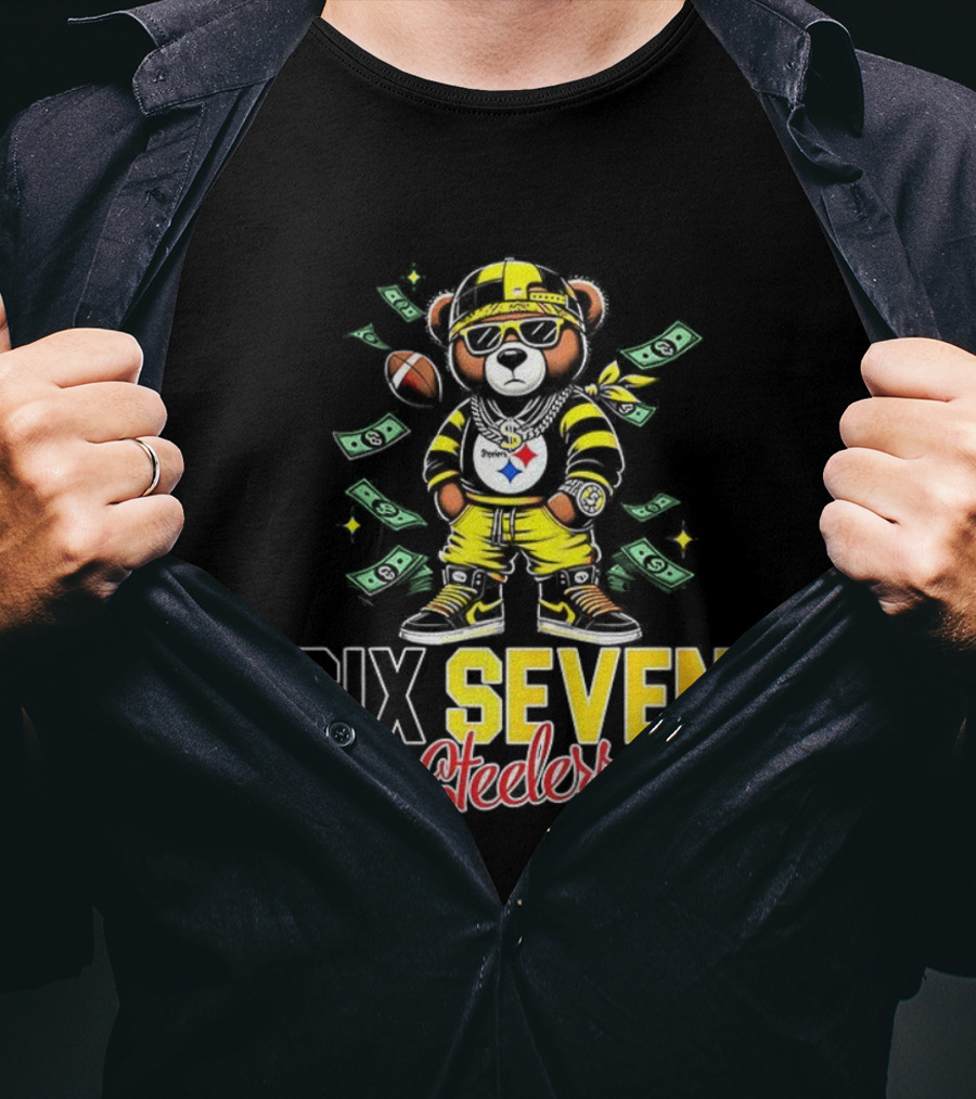 Pittsburgh Steelers Teddy Bear Gangster Six Seven Football Money T-Shirt