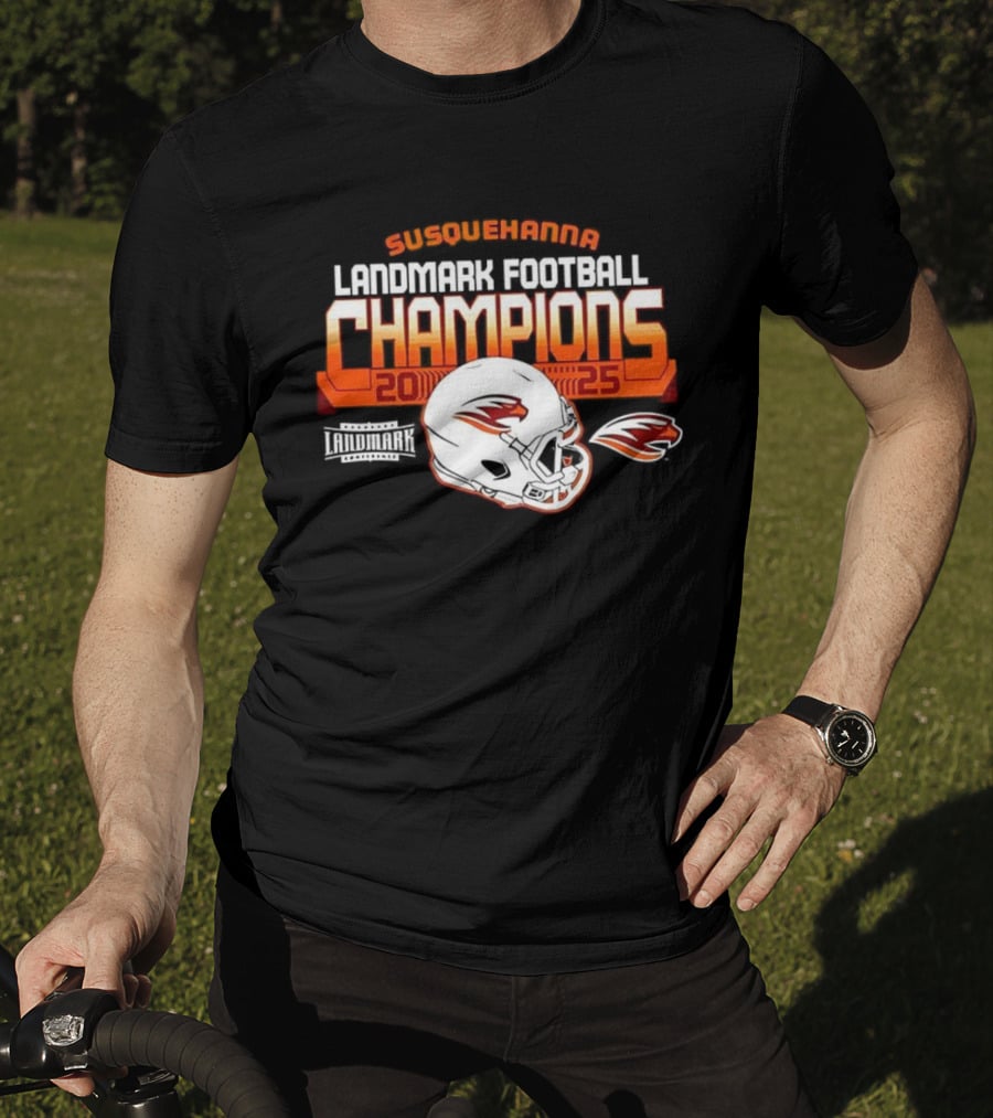 Susquehanna River Hawks Landmark Football Champions 2025 Helmet T-Shirt
