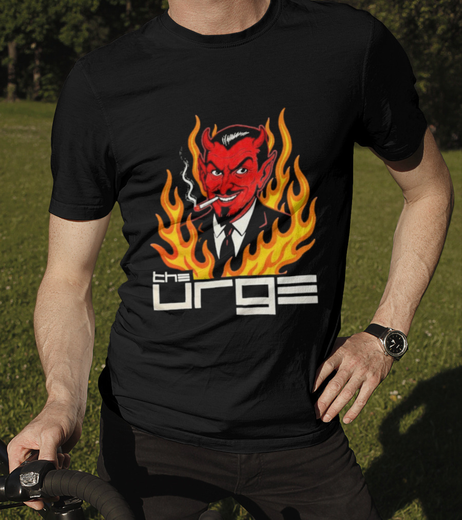 The Urge Devil With Flames Smoking Cigar T-Shirt