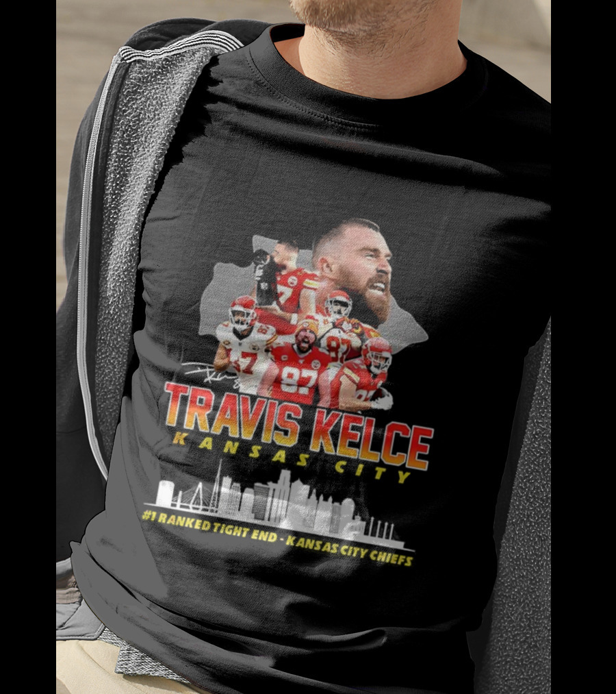Travis Kelce Kansas City Chiefs Football Number 87 Signature Tee T-Shirt