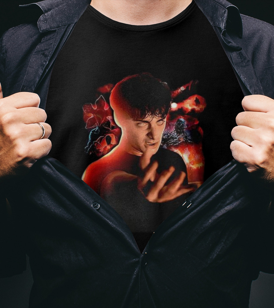 Stranger Things Will Byers Character Dark Red Fiery Background T-Shirt