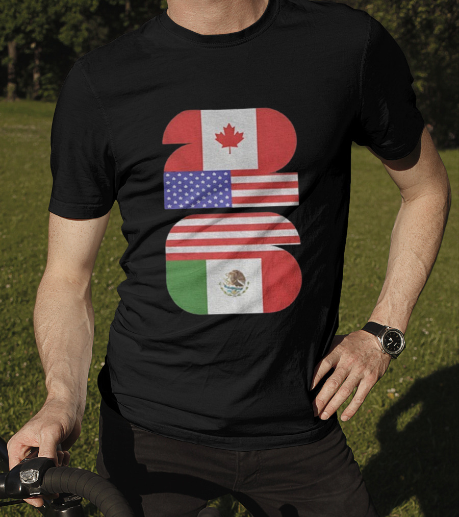 World Cup 2026 USA Canada Mexico Flag Design T-Shirt