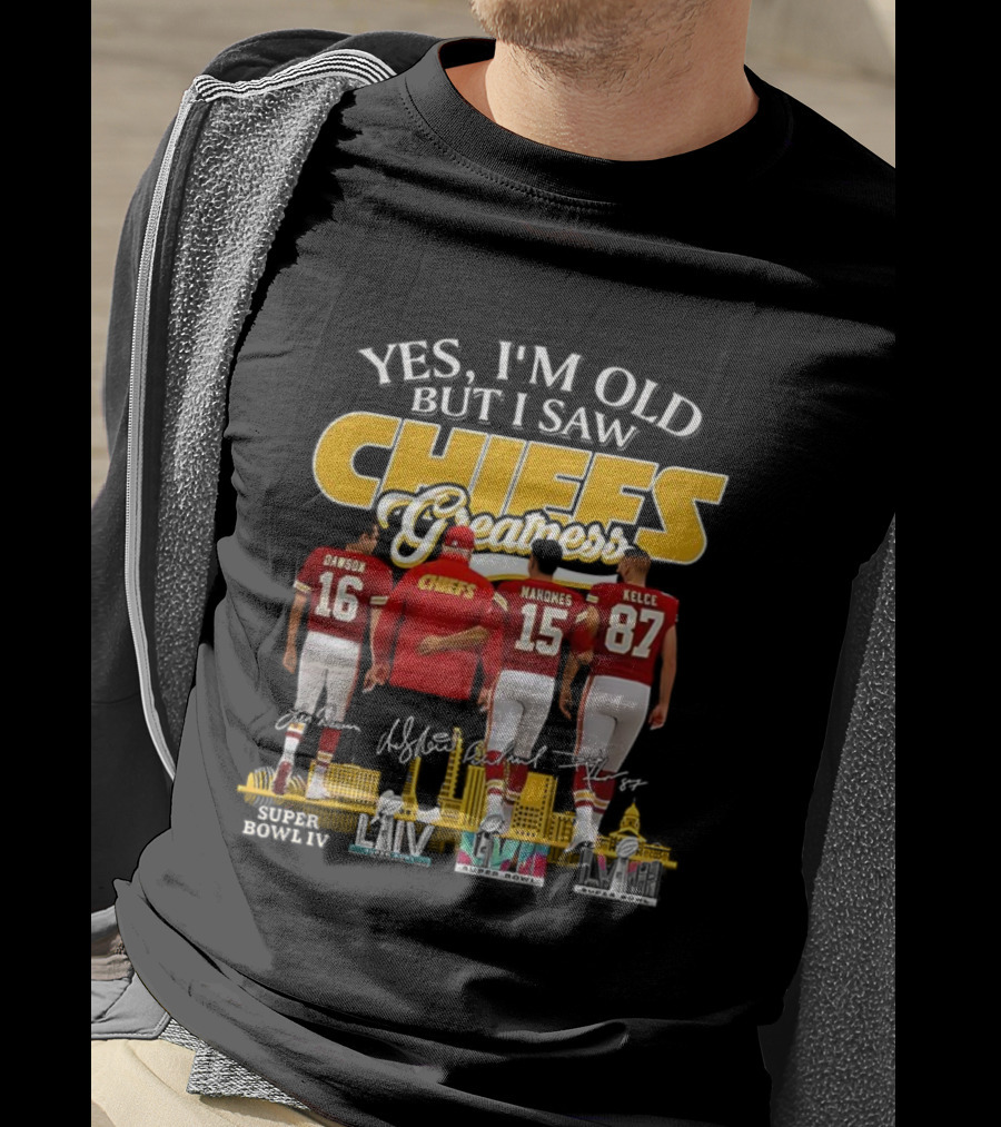 Yes I’m Old But I Saw Chiefs Greatness Dawson Mahomes Kelce Skyline T-Shirt