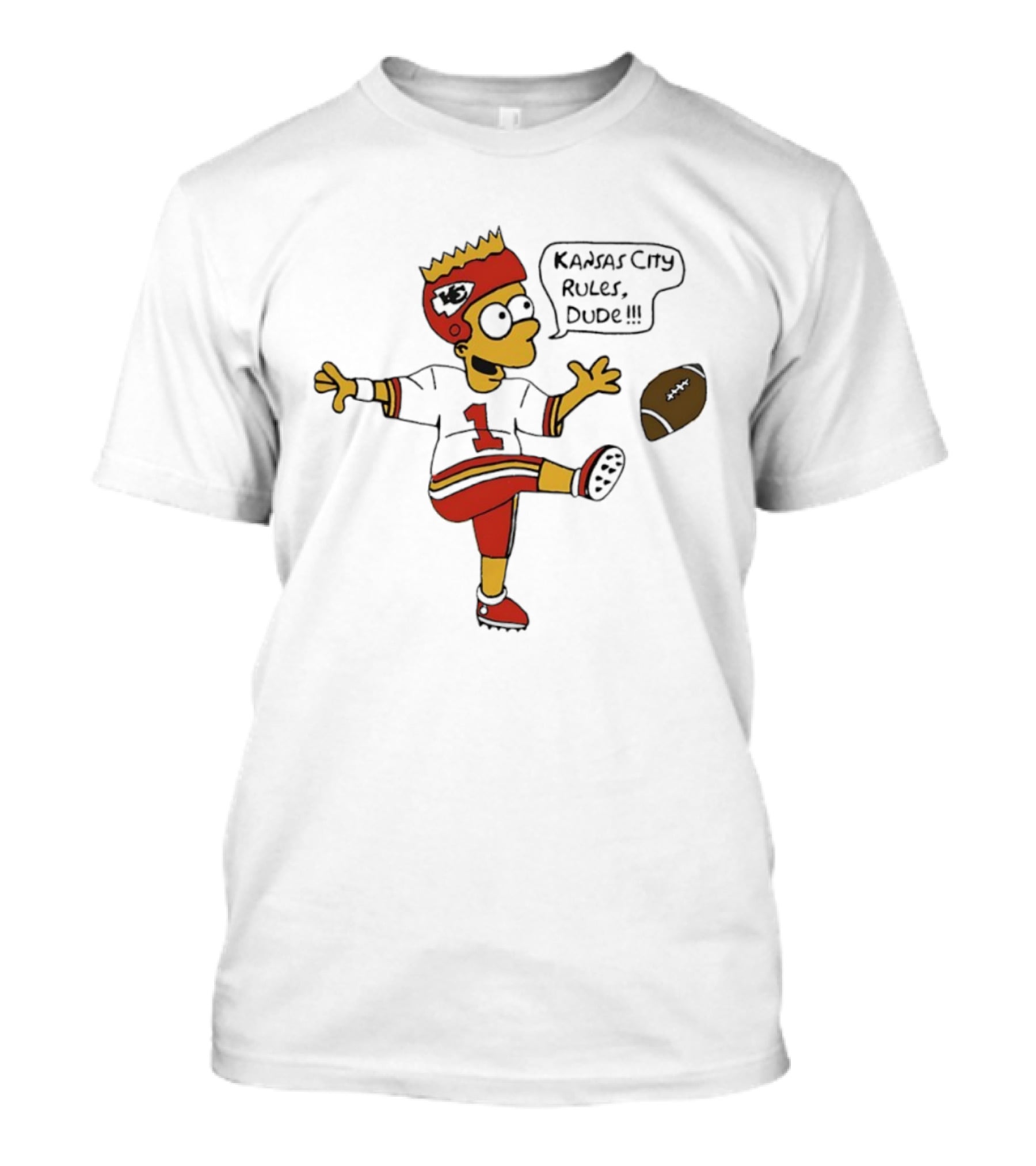 Bart Kansas City Chiefs Rules Dude Football Fan Kicking Fun T-Shirt