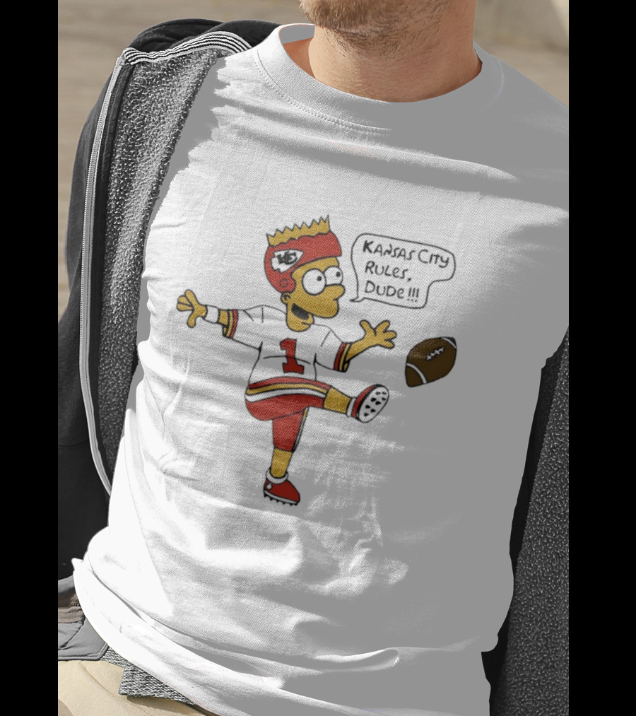 Bart Kansas City Chiefs Rules Dude Football Fan Kicking Fun T-Shirt