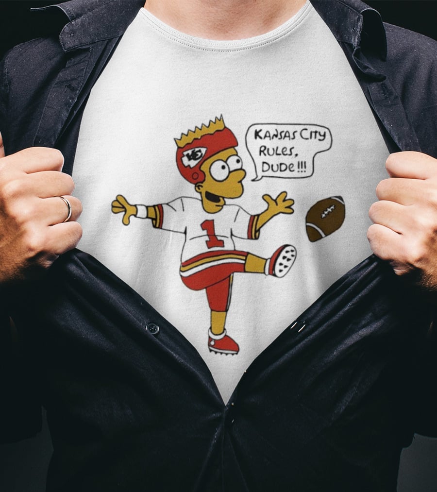 Bart Kansas City Chiefs Rules Dude Football Fan Kicking Fun T-Shirt
