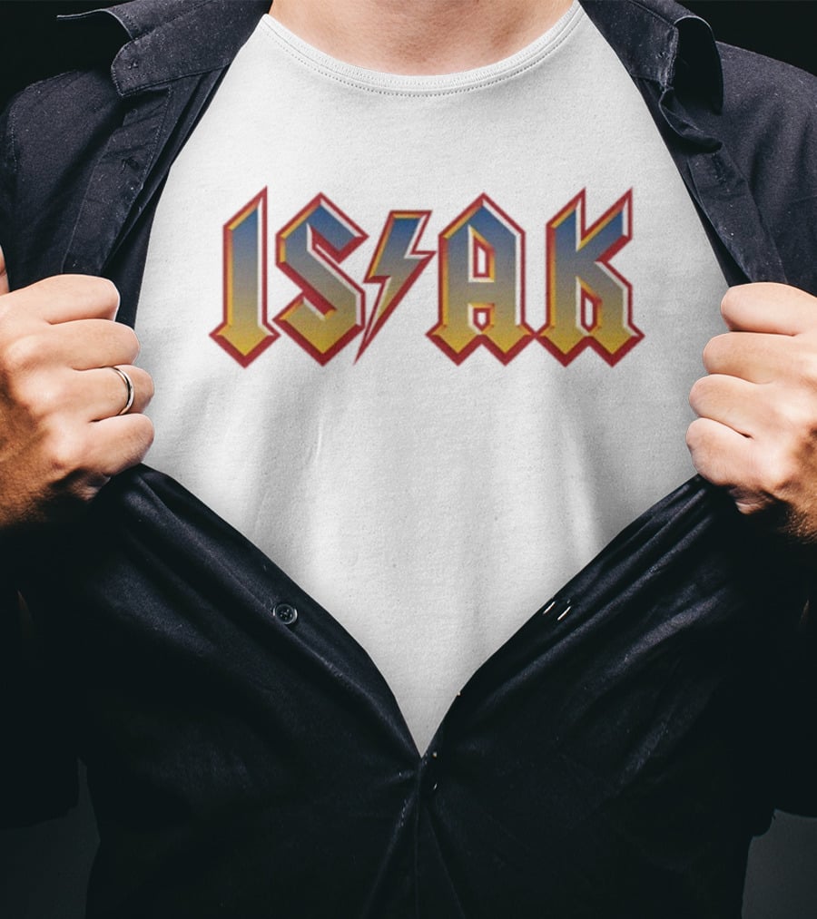 ISAK Lightning Bolt Style Retro Bold Text T-Shirt