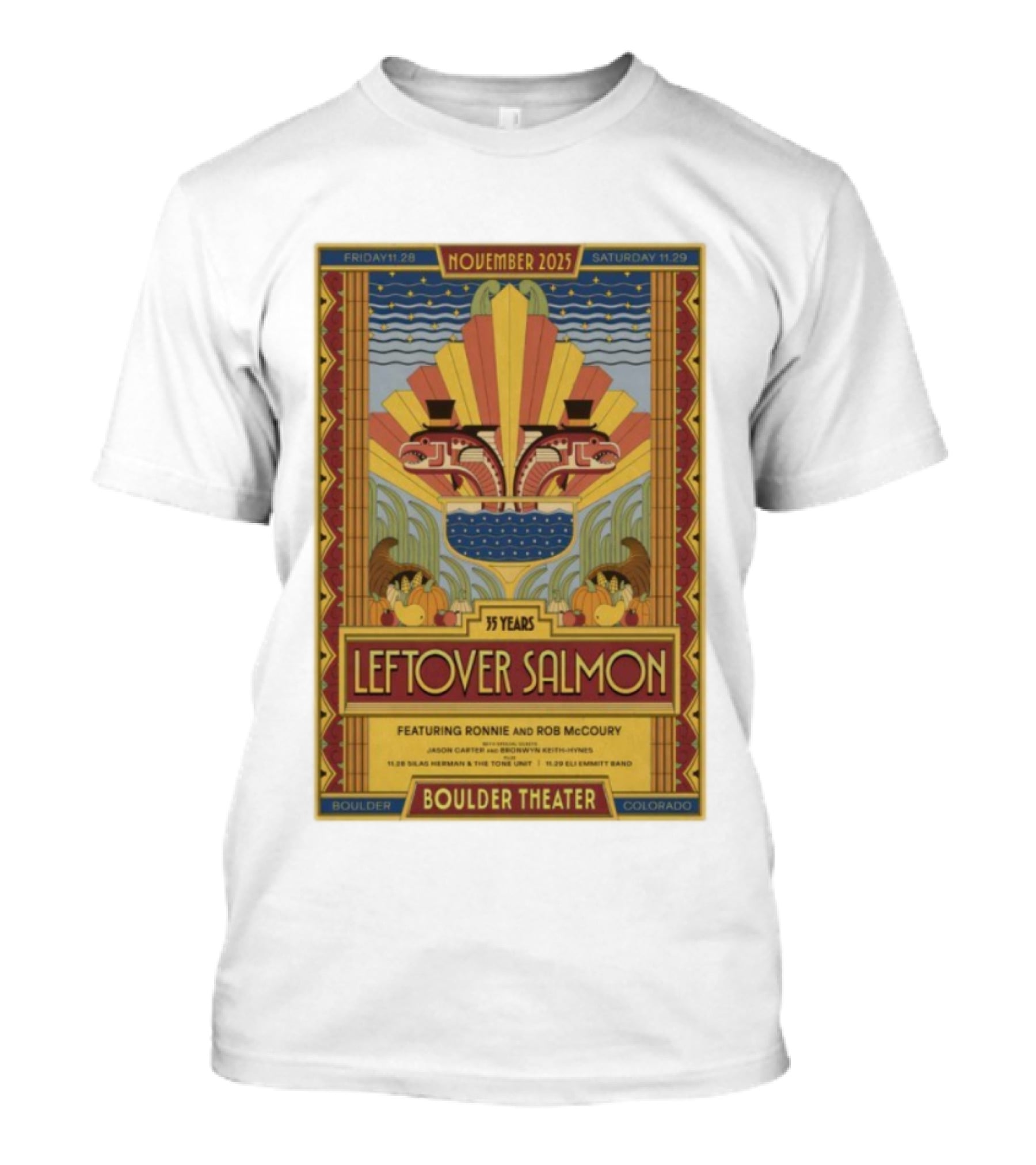 Leftover Salmon 35 Years November 2025 Boulder Theater Featuring Ronnie And Rob McCoury T-Shirt