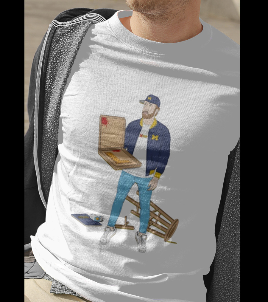 Michigan Wolverines XEN Connor Stali Jong 20-24 Cheat She Pizza Box Football Fan Outfit T-Shirt