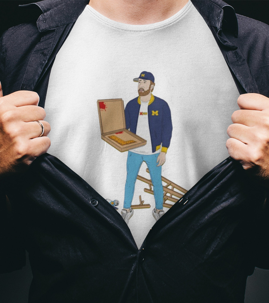 Michigan Wolverines XEN Connor Stali Jong 20-24 Cheat She Pizza Box Football Fan Outfit T-Shirt