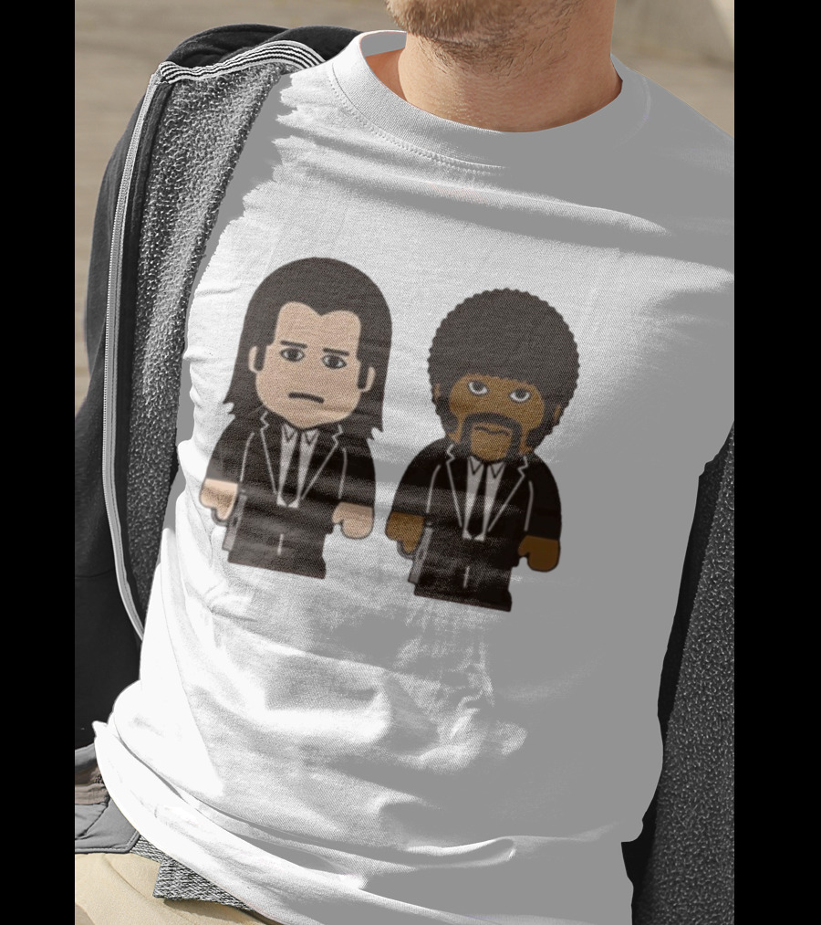 Samuel L Jackson Pulp Fiction Jules And Vincent Cartoon Characters T-Shirt