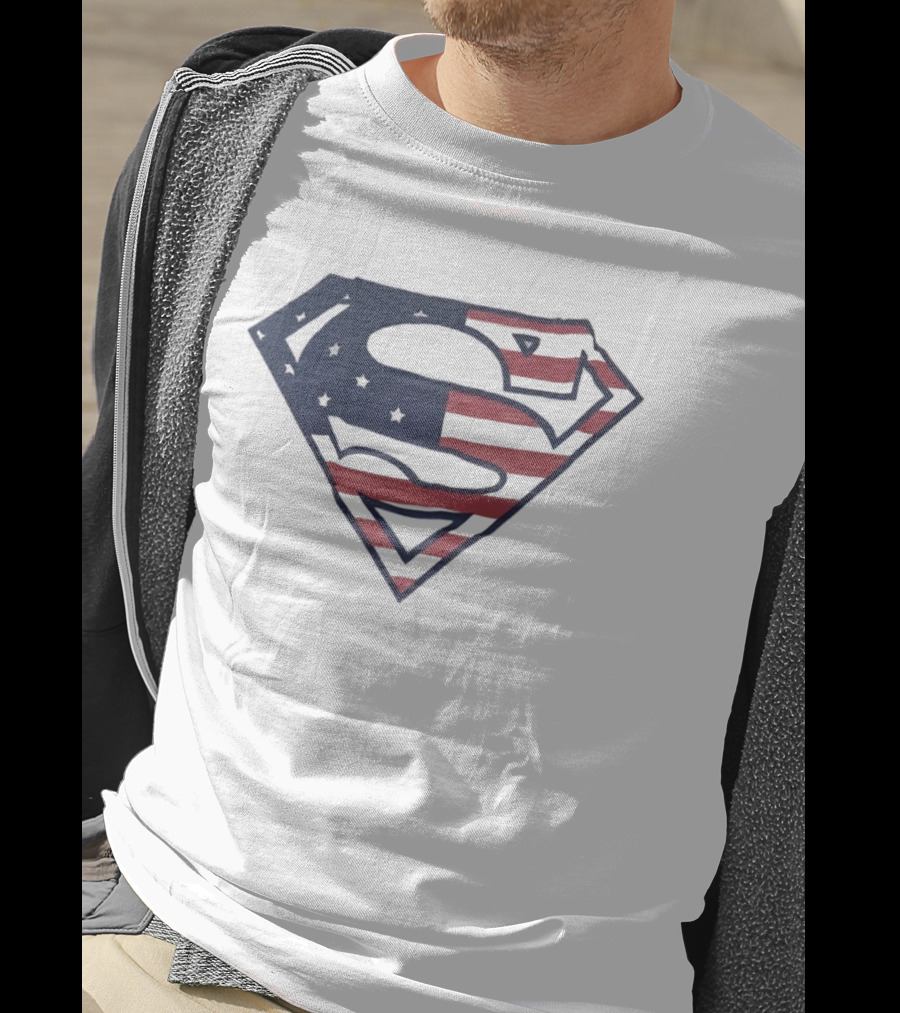 Superman American Flag Design USA Stars Stripes Logo T-Shirt