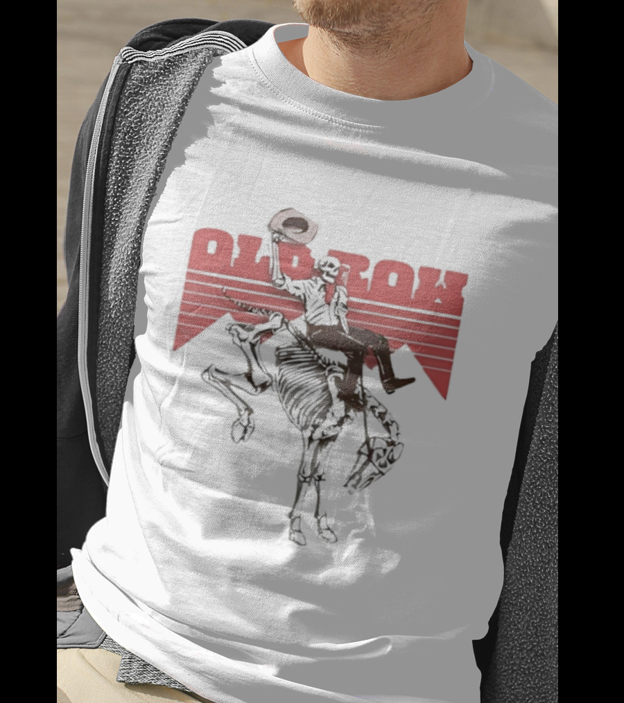 Old Row Cowboy Skeleton Rider With Horse And The Cowboy Killer Cowboy T-Shirt