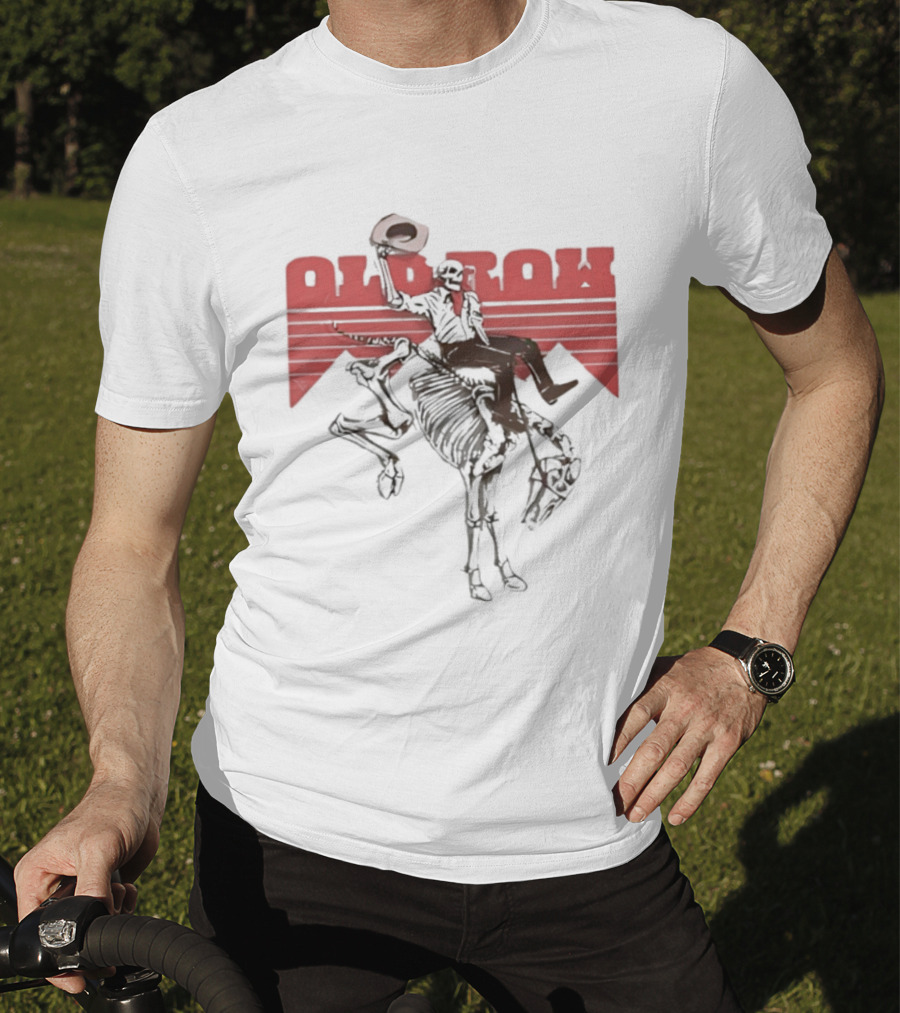 Old Row Cowboy Skeleton Rider With Horse And The Cowboy Killer Cowboy T-Shirt