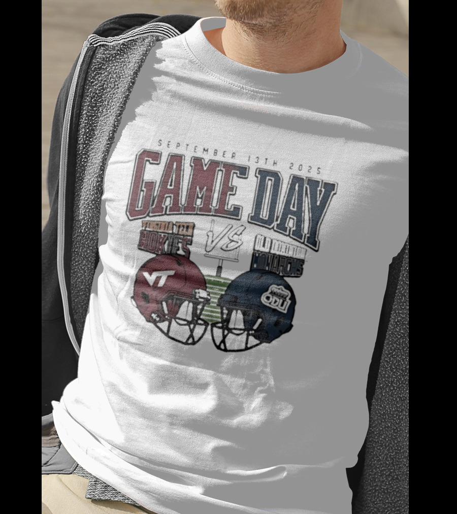 Virginia Tech Hokies Vs Old Dominion Monarchs September 13th 2025 Gameday Helmet Matchup T-Shirt