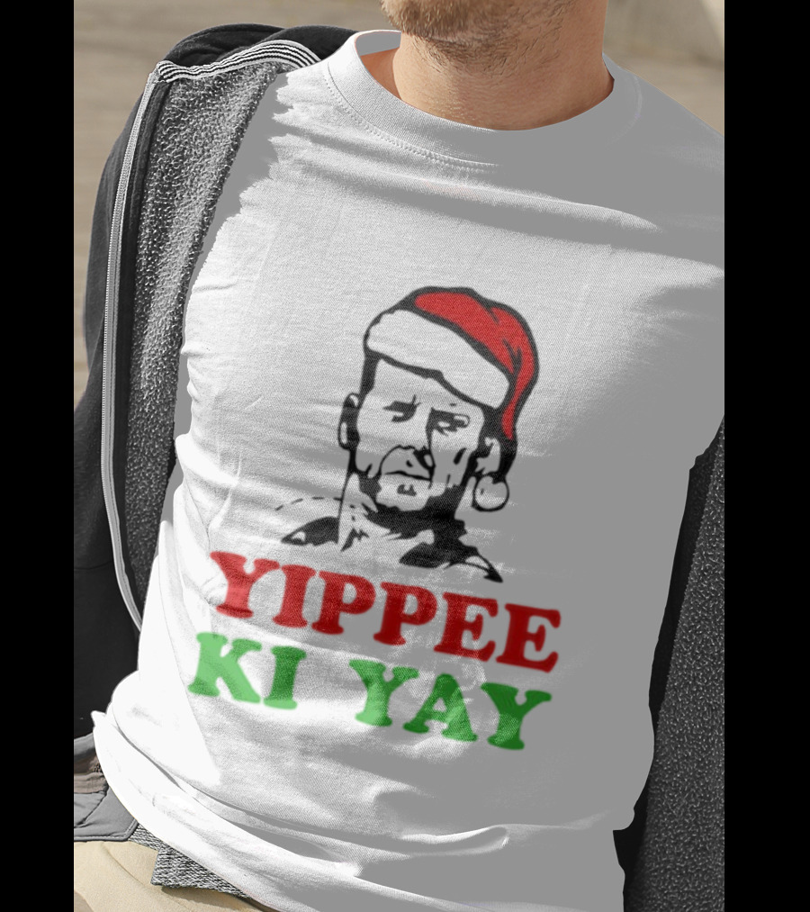 Yippee Ki Yay Die Hard Christmas Bruce Willis Santa Hat T-Shirt