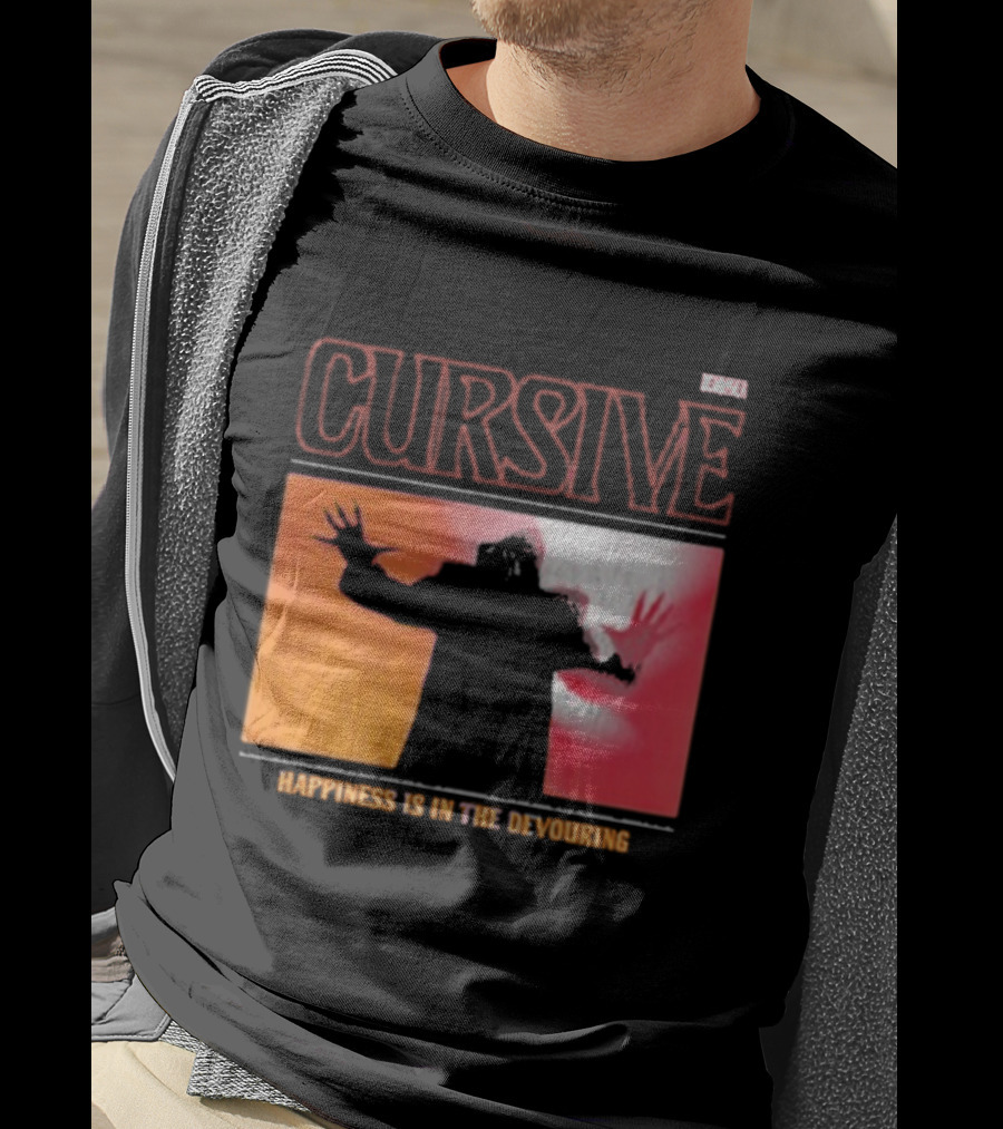 Cursive Happiness Is In The Devouring Silhouette And Vibrant Gradient T-Shirt