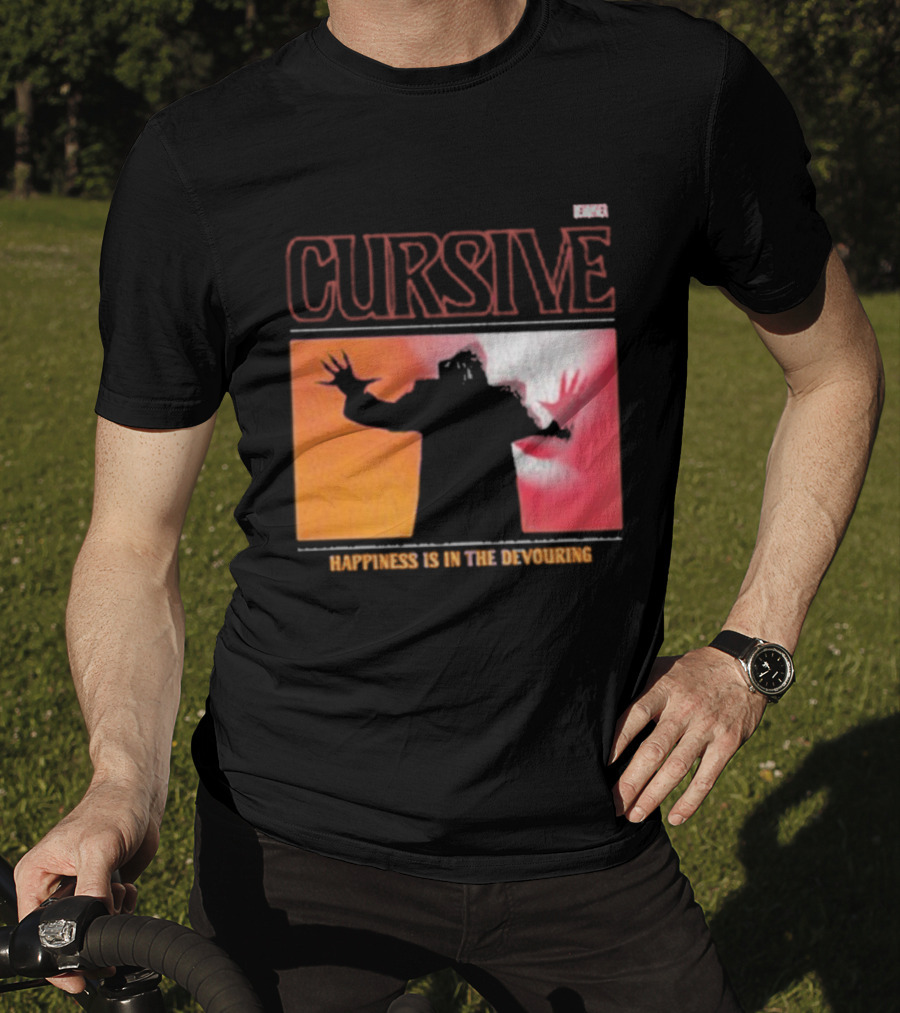 Cursive Happiness Is In The Devouring Silhouette And Vibrant Gradient T-Shirt