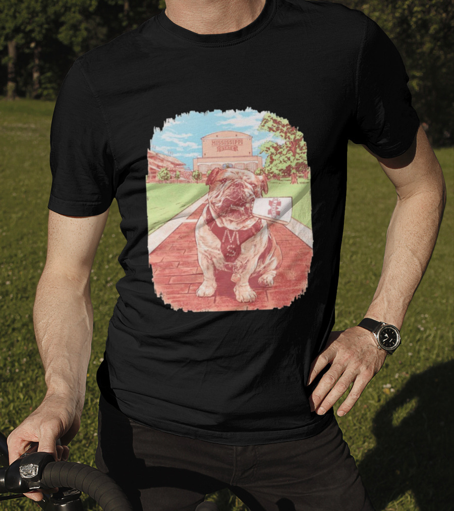 Mississippi State Bulldogs Bully Cowbell Stadium Scene T-Shirt