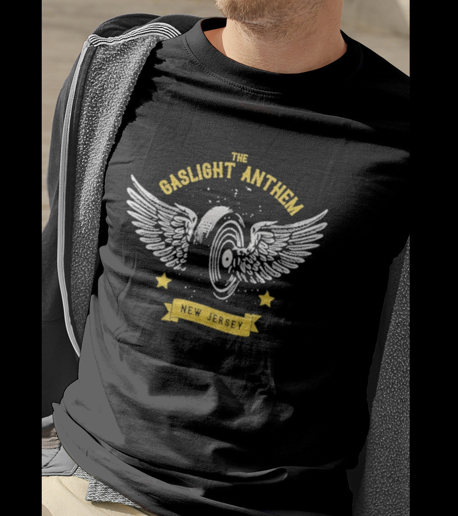 The Gaslight Anthem New Brunswick Flying Wheel Wings Vinyl Stars T-Shirt