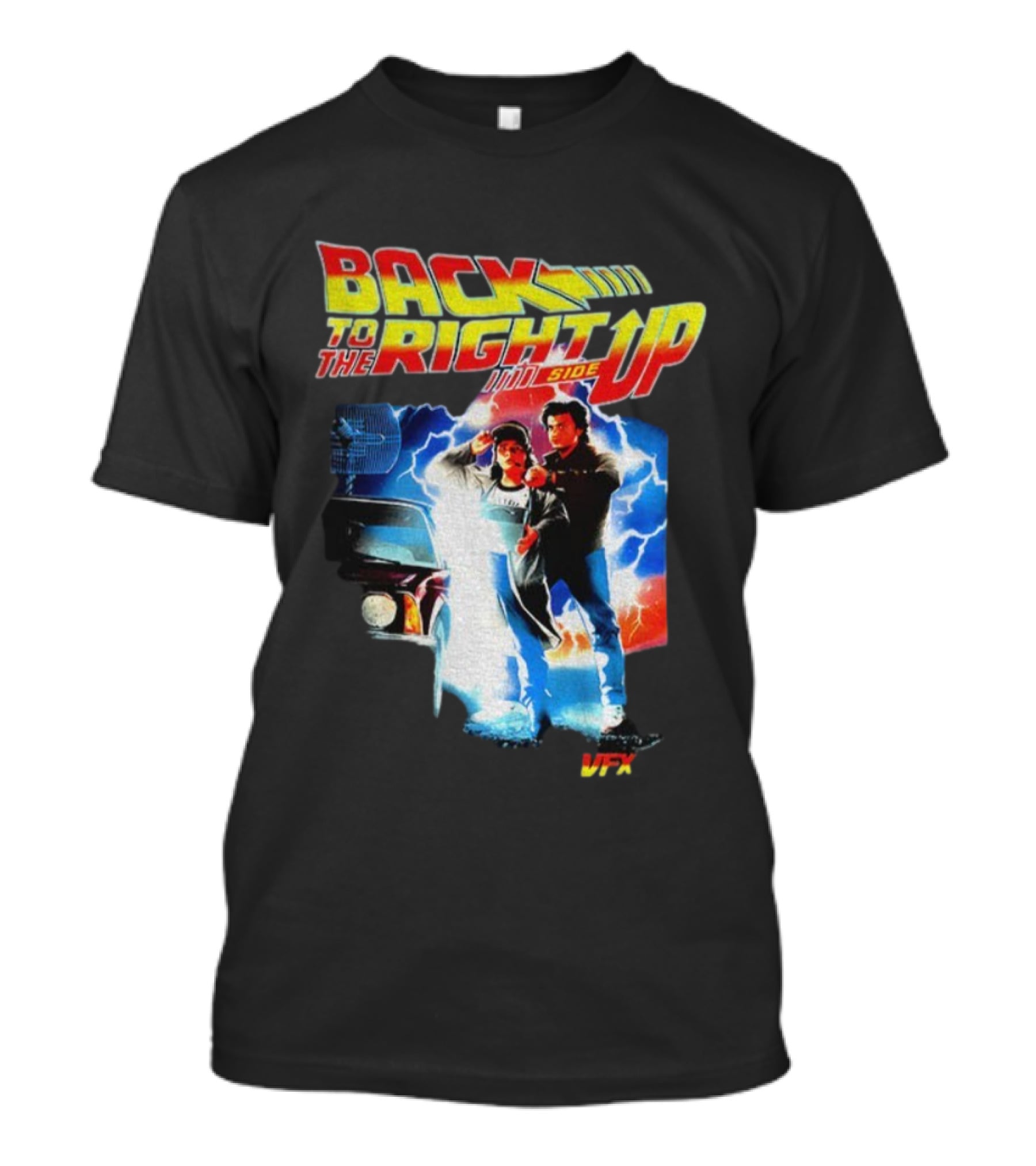 Back To The Right Side Up Stranger Things Cast Season 5 Back To The Future T-Shirt