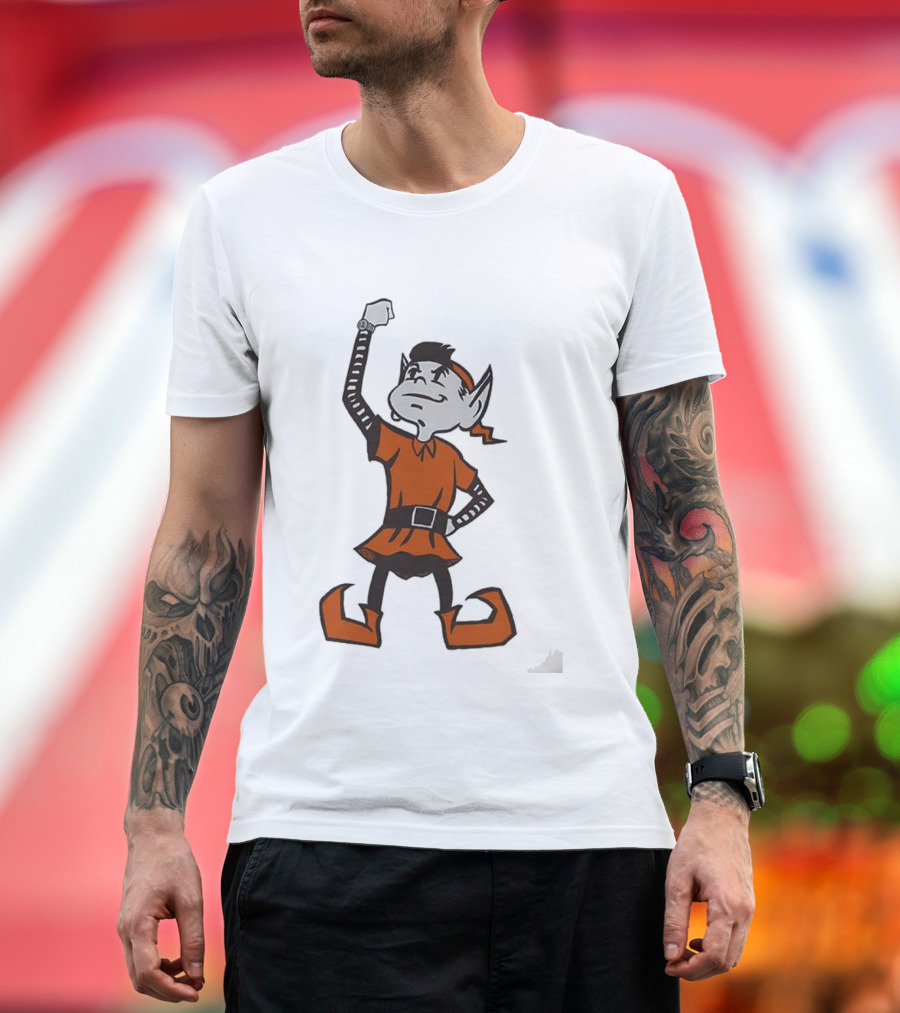 Cleveland Browns Brownie The Elf Mascot Fist Raised T-Shirt