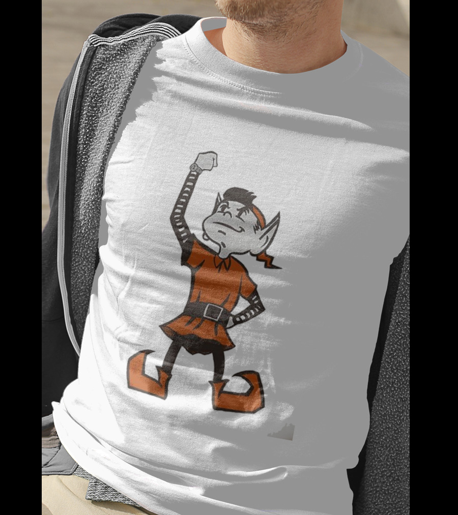 Cleveland Browns Brownie The Elf Mascot Fist Raised T-Shirt