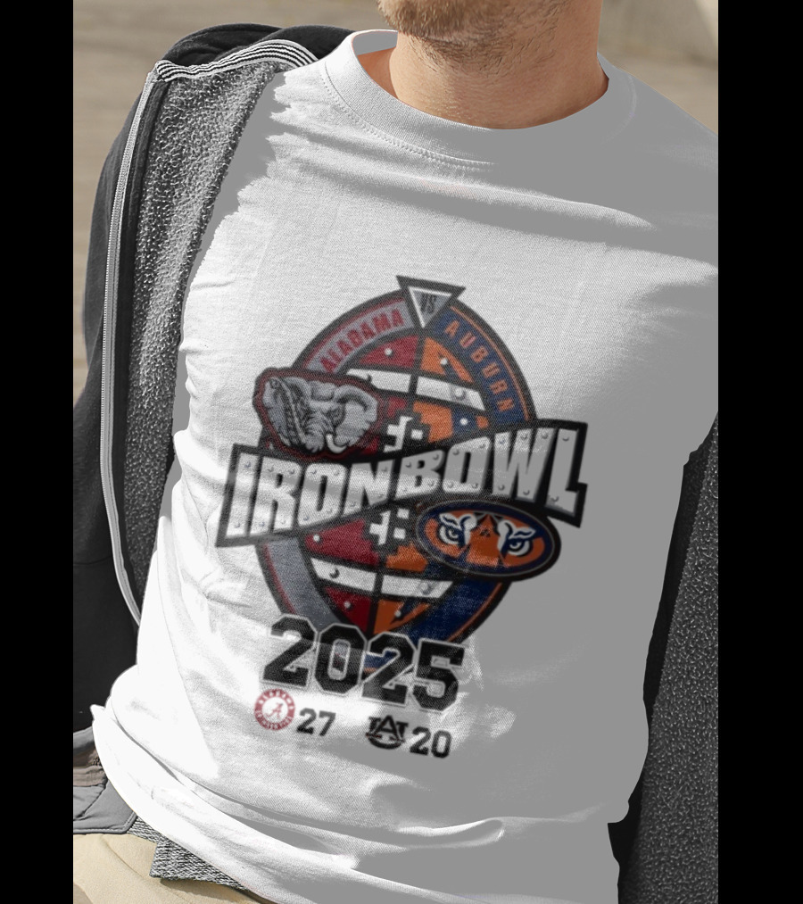 Alabama Vs Auburn Iron Bowl 2025 Football Rivalry Score 27-20 T-Shirt