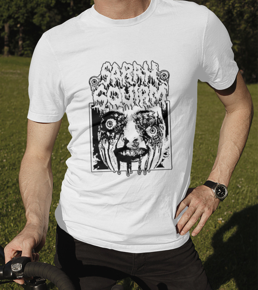 Sarah Squirm Horror Metal Face Graphic T-Shirt