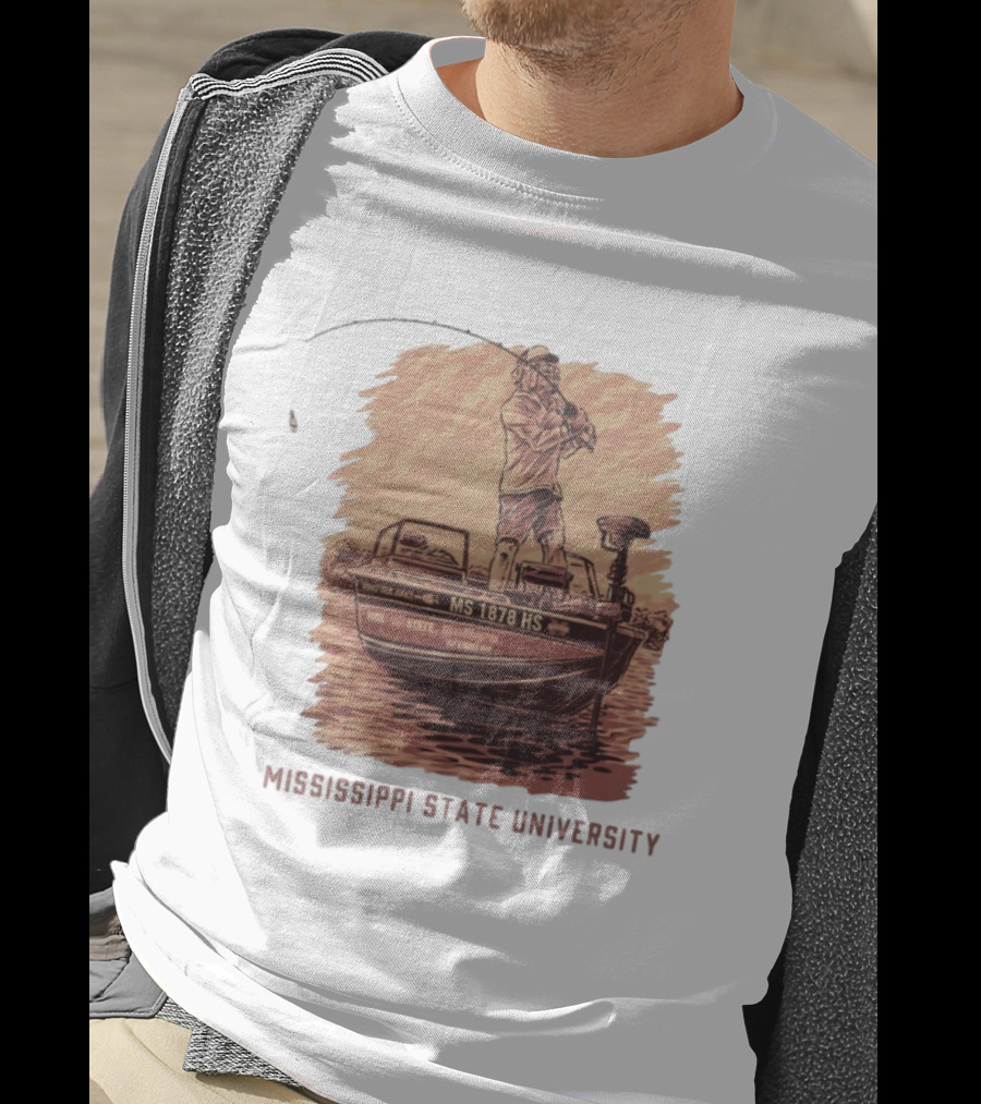 Mississippi State University Bulldogs Bass Fishing MS 1878 Hail State T-Shirt
